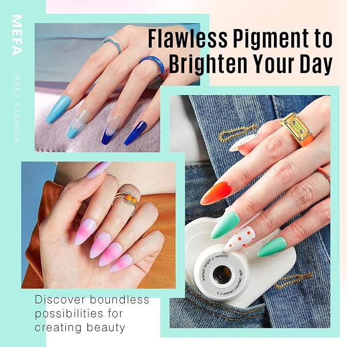 MEFA 60 Pcs Gel Nail Polish Kit with U V Light, 32 Colors Bright Neon Spring Summer Fall Pink Gel Polish Nail Set Essential Manicure Tools Nails Decorations Gifts for Women