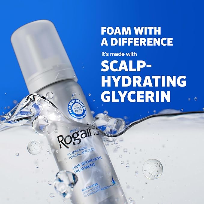 Men's Rogaine 5% Minoxidil Foam for Hair Regrowth, Topical Hair Loss Treatment to Regrow Fuller, Thicker Hair, Unscented, 4 Month Supply, 4 Cans