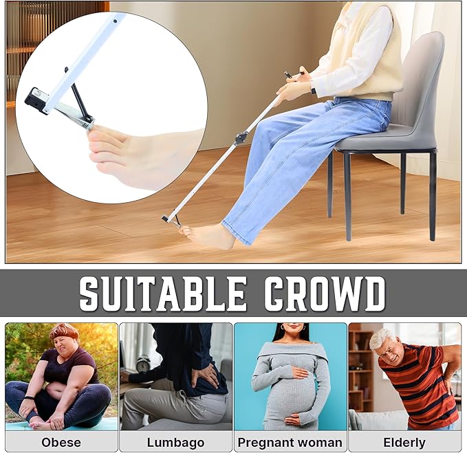 Foldable Aluminium 32" Extended toenail Clippers for Seniors Long Handle,Wide Jaw Opening, Easy Reach Toenails Tool,Design for Seniors, Overweight, Hip and Waist Patients(Without Magnifying Glass)