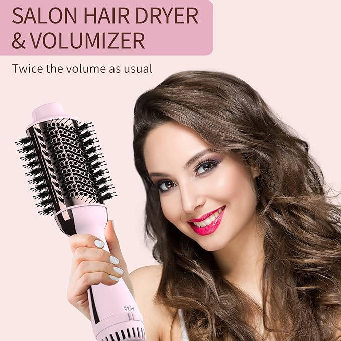 Hair Dryer Brush Blow Dryer in One Upgraded 4 in 1 Hair Dryer and Styler Volumizer with Negative Ion Anti-frizz Ceramic Titanium Barrel Hot Air Brush Hair Straightener Brush