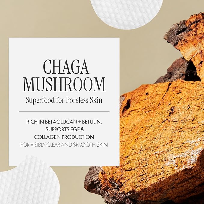 Chaga Mushroom Biome Pore Clearing Pad, Vegan Facial Exfoliating Toner Pads with AHA BHA PHA LHA, 70 Pads 190g