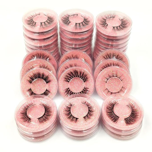 Wholesale Fales Eyelashes, Mink Lashes Thick 5D Volume Natural Fake Lashes Pack(50 Pairs)