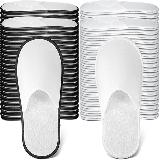 Ramede 80 Pairs Non Slip Disposable Slippers Bulk Hotel Spa Fluffy Closed Toe Indoor Slippers for Guests Men Women Home Wedding Travel Party