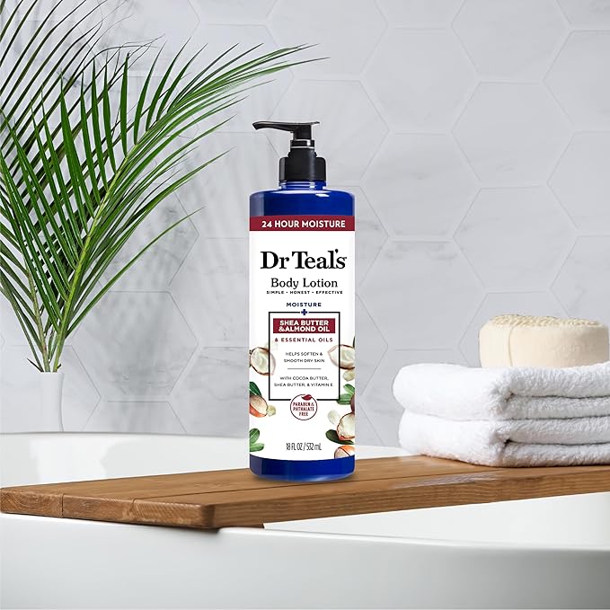 Dr Teal's Body Lotion, Shea Butter & Almond, 18 oz (Pack of 3)