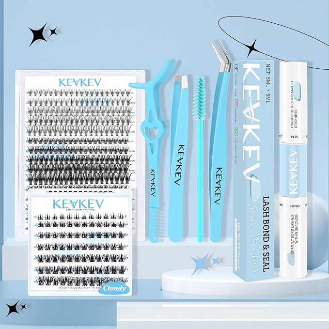KevKev Lash Tweezers & Applicator Set - 3 in 1 Lash Extension Tool with Brush for False Lashes
