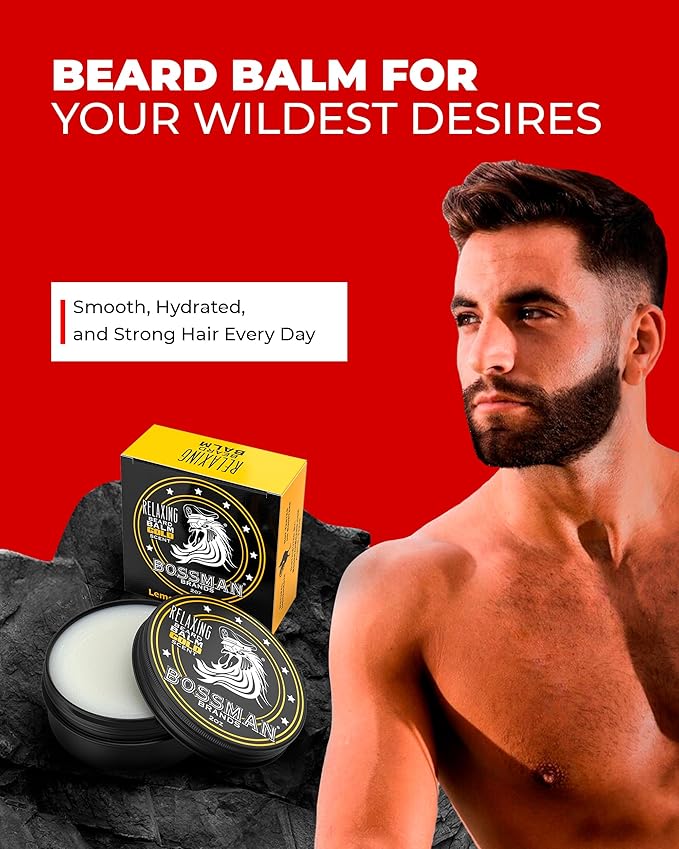 Bossman Relaxing Beard Balm for Men (Magic Scent) – Tames, Relaxes, Thickens & Softens for Ultimate Beard Care – Made in USA
