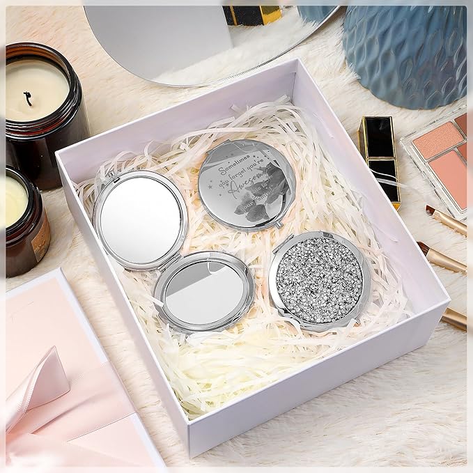 Roowest 30 Pcs Inspirational Compact Mirror Sometimes You Forget You're Awesome Appreciation Gifts for Women Mother's Day Party Favors Magnifying Pocket Mirror (White)