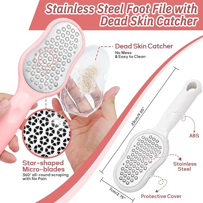 New Foot Brush for Shower, 3-in-1 Bath Scrubber for Wet or Dry Brushing, 10.2’’-27.5’’Adjustable Foot Scrub Brush, Foot File and Silicone Body Scrubber Set, Giftbox(White Kit)