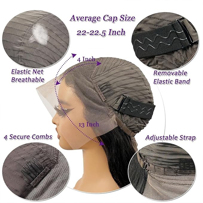 13x4 Lace Front Wigs Human Hair Glueless Straight Lace Front Wigs Human Hair Pre Plucked 26 Inch Human Hair 180 Density HD Transparent Lace Frontal Wigs for Women