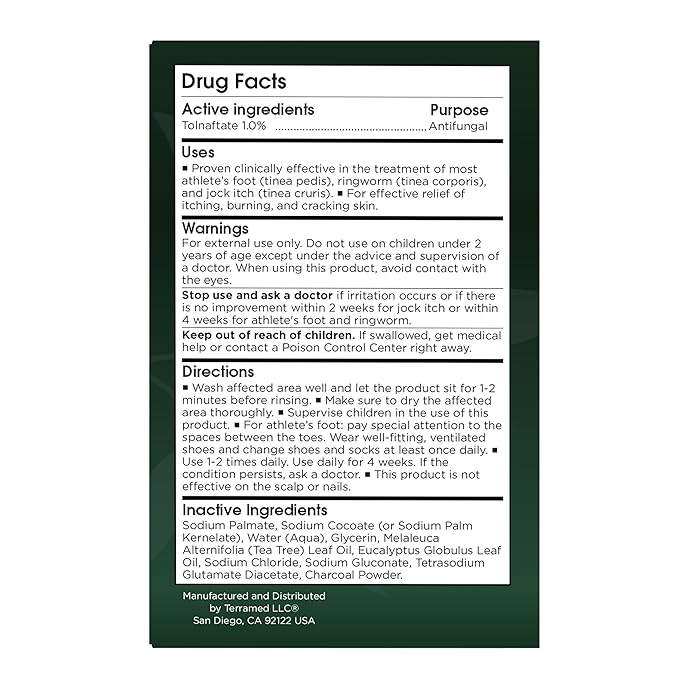 Antifungal Soap | Medicated Jock Itch Treatment, Fights Ringworm & Athlete's Foot | Soothing Tea Tree & Antibacterial | 1% Tolnaftate for Effective Relief | Travel-Friendly with Soap Case Pack of 2