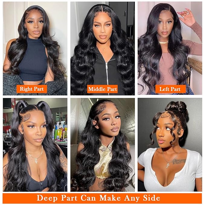 34 Inch 13x4 HD Lace Front Wigs Human Hair Body Wave Lace Frontl Wigs Human Hair Pre Plucked 180% Density Glueless Wigs Human Hair With Natural Black Hairline Baby Hair For Women