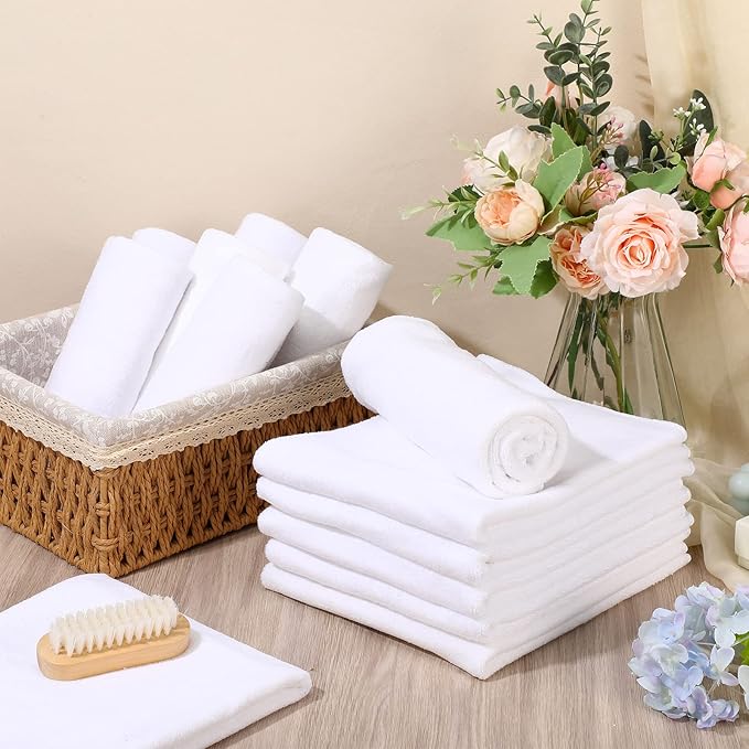 Newwiee 72 Pack Microfiber Bleach Proof Towels Bulk for Salon 18 x 30 Inch Dry Lint Free Hair Drying Hand Towels for Hair, Gym, Bath, Spa, Shaving, Barber(White)