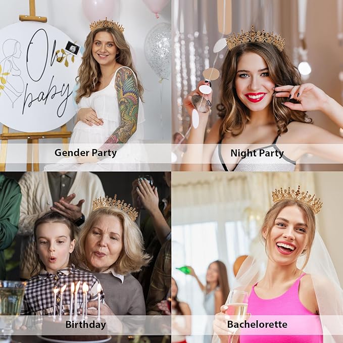 LIMELIA Women's Tiara for Henna Wedding Party|Glitter Hair Accessories for Bridal Birthday Pageant Prom Halloween Cos-play Christmas Party|Queen-Honey