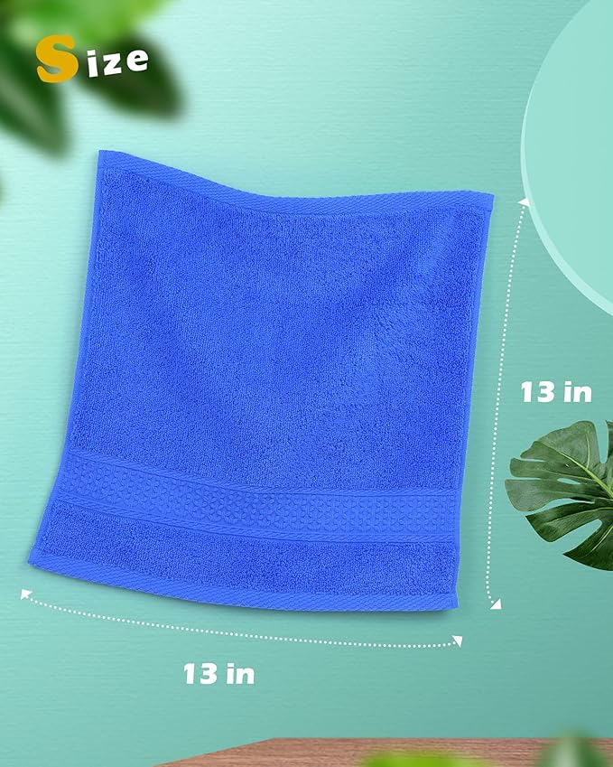 Cleanbear Wash Cloths for Your Body 24-Pack Washcloths Soft Cotton Face Cloths, Large Shower Wash Cloth Set (8 Colors 13” x 13”) 100% Cotton Small Towels for Bathrooms and Guestroom