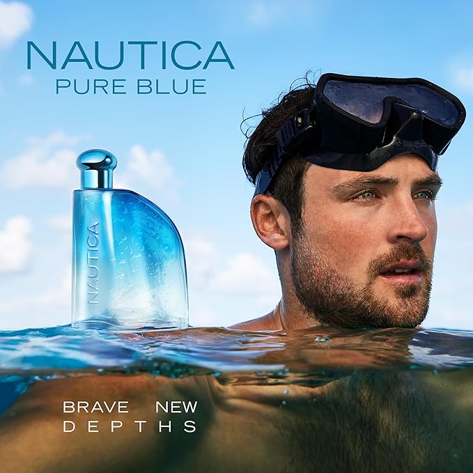 Nautica Pure Blue Eau de Toilette 3.3 fl oz (Pack of 1), Notes of Eucalyptus, Leather, and Vanilla, Men's Fragrance, Long Lasting, Everyday Fragrance, Travel Size