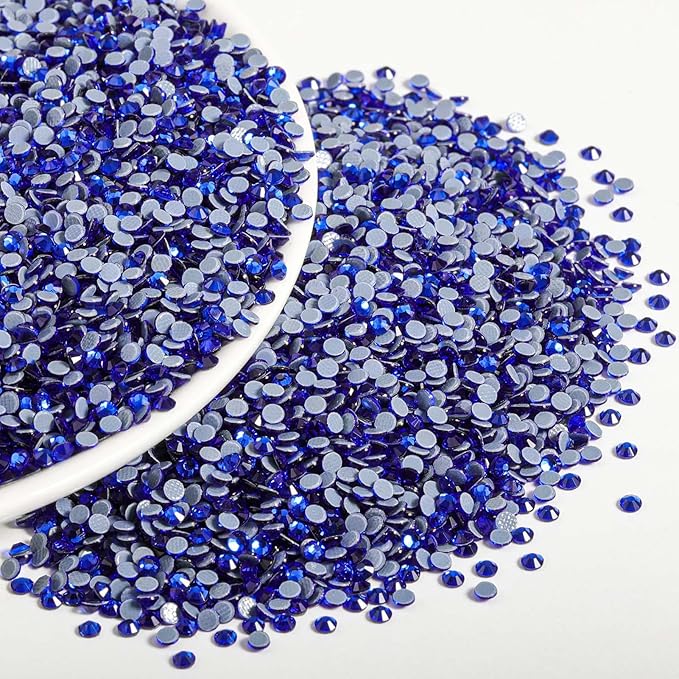 Beadsland Hotfix Rhinestones Bulk, 14400pcs Royal Blue Hot Fix Rhinestones for Crafts Clothes DIY Decoration, Sapphire, SS10, 2.7-2.9mm