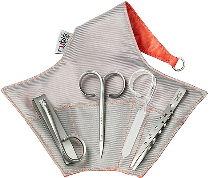 Rubis 4 Piece Manicure Set, Orange/Gray 1K415GO,Rubis Switzerland Swiss Made World Renowned Precision