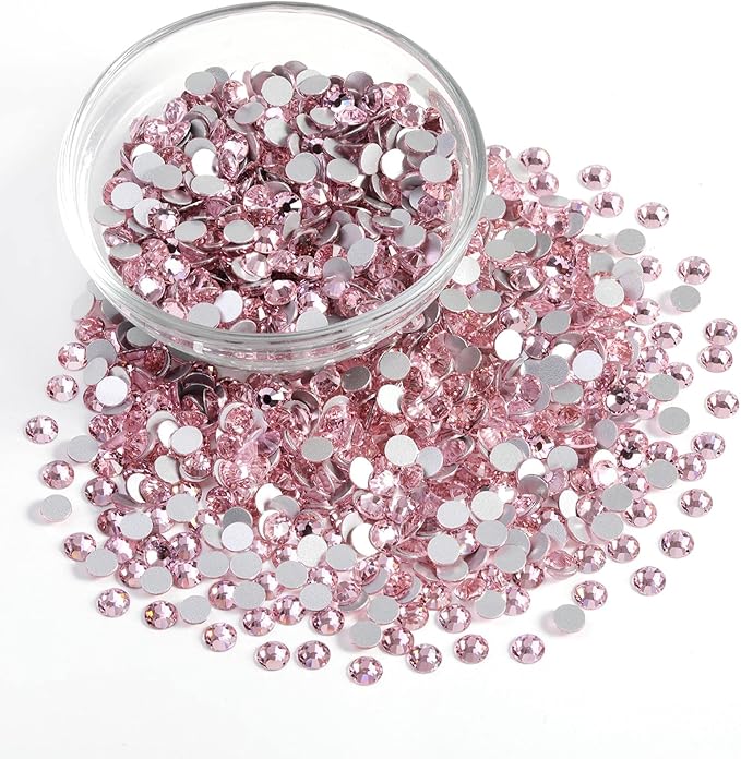 Beadsland Flatback Rhinestones Bulk,2880pcs Pink Rhinestones for Nails Crafts Clothes DIY Decoration, Light Rose/Light Pink, SS30, 6.3-6.5mm