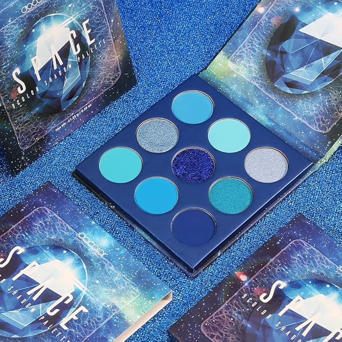 docolor Eyeshadow Palette 9 Colors Blue Eyeshadow Gemstone Shadow Palette Highly Pigmented Mattes Shimmers Naked Smokey Glitter Cream Colorful Powder Blendable Long Lasting Waterproof Makeup Palette