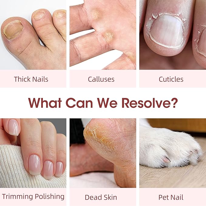 Cordless Electric Nail File Set, Portable Electric Nail Drill Machine, Professional Manicure Pedicure Kit, 5 Speeds Hand Foot Care Tool for Calluses, Thick Nails, Grind, Trim, Polish