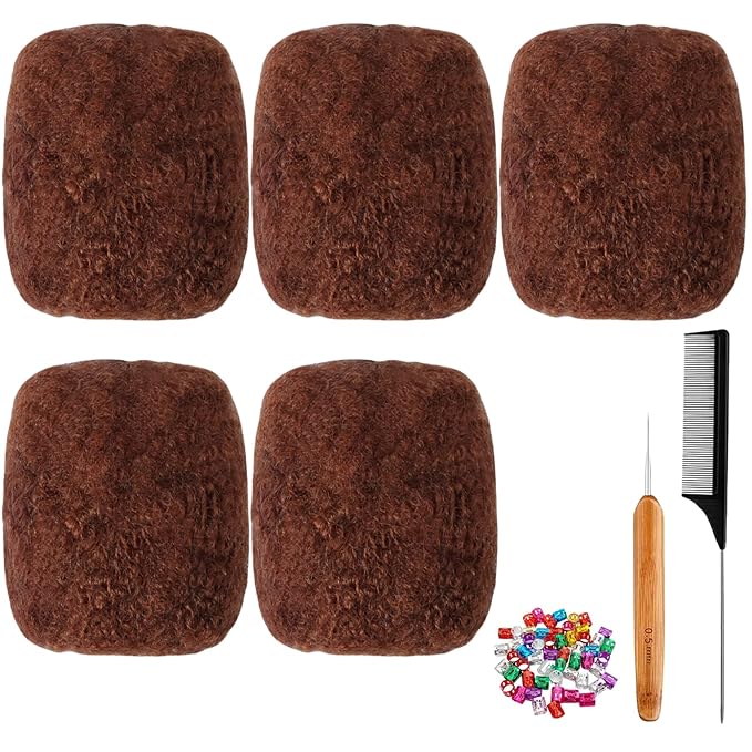 Afro Kinkys Bulk Human Hair for Dreadlock Extensions,Repair Locs, Twists and Braids, 5 Packs 150 Gram Each Package 100% Human Hair Afro Kinky Bulk Can be Dyed and Bleached (Auburn 30# 8inch)