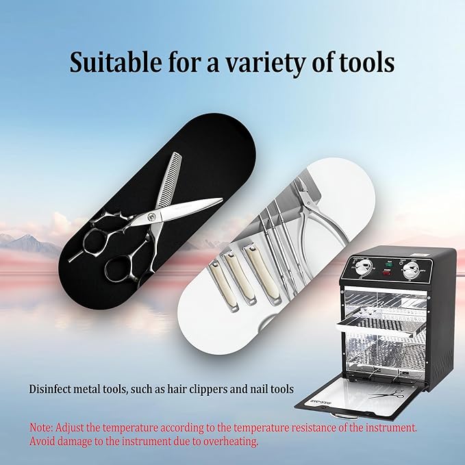 High Temperature Sterilizer, 8L Large Capacity Dry Heat Sterilizer, Max. Temperature 220℃, With Temperature Control & Timer, For Hair Salon Spa Nail Salon, Tool Sterilizer（Black）