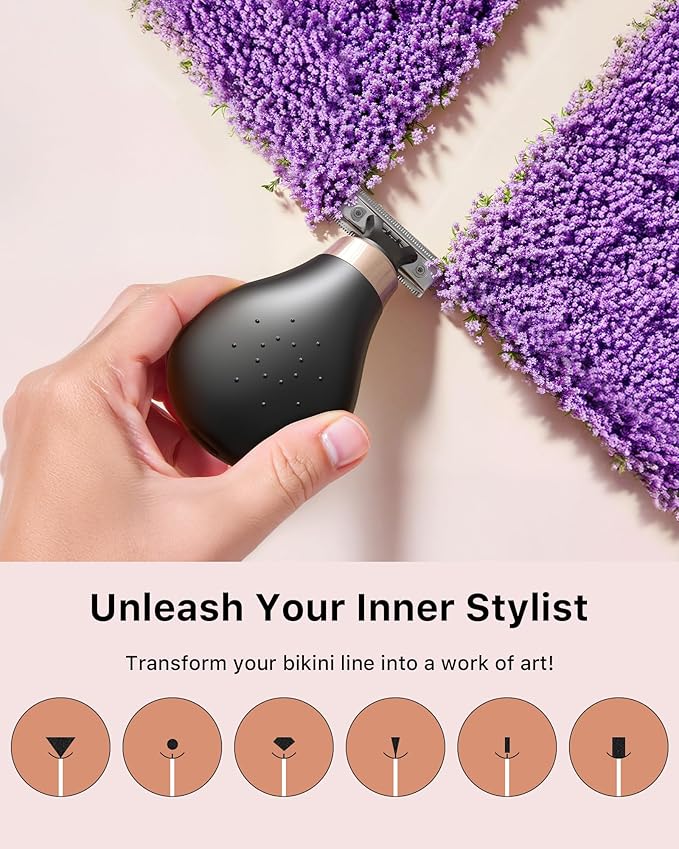 [2025 Upgraded] Body Hair Trimmer for Women [Small But Powerful] Painless Pubic Hair Removal, Waterproof Wet/Dry Bikini Line Shaver, USB-C Charging Electric Razor with Travel Case, Black