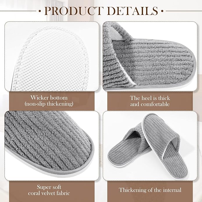 SATINIOR 18 Pairs Disposable Slippers for Guest Bulk Soft Washable House Women Men Slippers Pack for Hotel Spa Travel