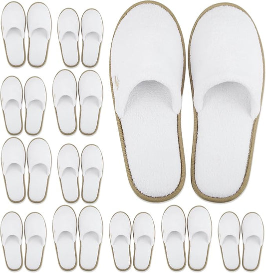 BERGMAN KELLY - Spa Slippers - Disposable Indoor House Slippers - Closed Toe House Shoes for Men & Women - Value Pack Hotel Indoor Shoes for Guests - Washable & Reusable for Travel & Wedding