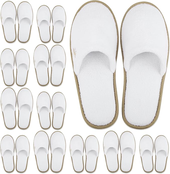 BERGMAN KELLY - Spa Slippers - Disposable Indoor House Slippers - Closed Toe House Shoes for Men & Women - Value Pack Hotel Indoor Shoes for Guests - Washable & Reusable for Travel & Wedding