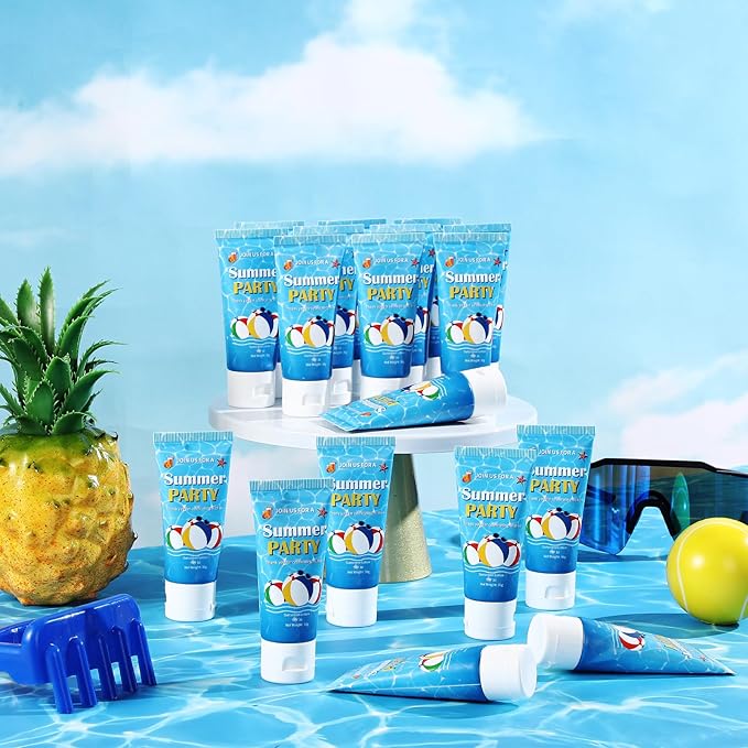 24 Pcs Mini Sunscreen Bulk for Summer Wedding Party Spf 30 Water Resistant Sunscreen Lotion Bulk 1oz Travel Size for Thank You Gifts Wedding Party Supplies(White Cream,Beach Ball)