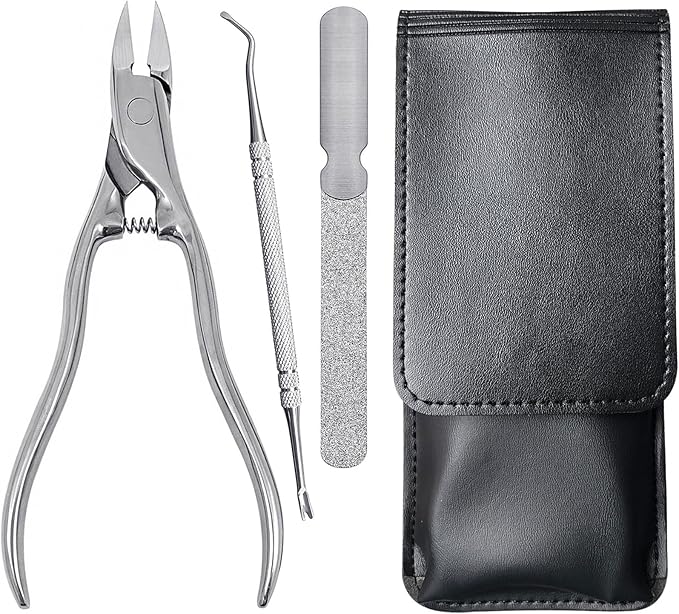 Toe Nail Clippers for Men Thick Nails for Seniors, Heavy Duty Large Ergonomic Long Handle Toenail Clippers for Seniors, 3pcs Set with Case (JCCT3PS)