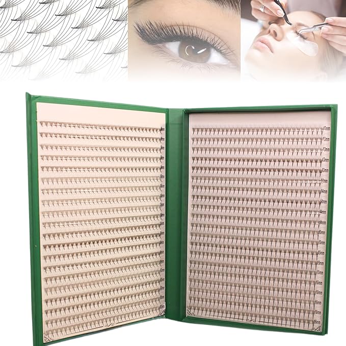 Promade XXL Box - 1200 FANS | Pinneacle Premade Volume Fans For Eyelash Extensions | 8 sizes-in-1 Box | 9mm-16mm | C, CC, D & L curl | 0.07 | 6D Volume (L curl)