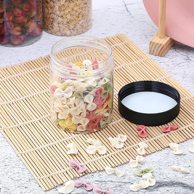 36PCS 8OZ Plastic Jars with Screw On Lids, Pen and Labels Refillable Empty Round Slime Cosmetics Containers for Storing Dry Food, Makeup, Slime, Honey Jam, Cream, Butter, Lotion (Black)