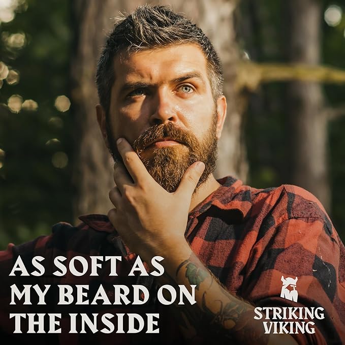 Striking Viking Beard Oil for Men - 2 Fl Oz, Sandalwood Scent - Naturally Derived Conditioner with Almond, Tea Tree, Argan & Jojoba Oil for Beard Growth, Softening & Moisturizing