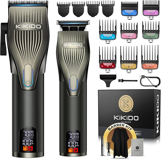 KIKIDO Professional Hair Clippers for Men,USB Rechargeable Hair Trimmer,Men's Grooming Kit for Hair, Face, Beard, for Barbers Shop & Home Use