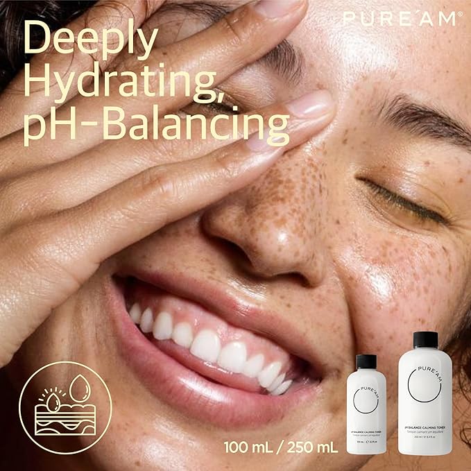 PURE'AM - Korean Toner for Dry Skin - Deeply Hydrating - Hyaluronic Acid & Vegan Ceramides - Korean Skincare Toner for Face, Sensitive Skin - Redness & Acne - 3.3 fl. oz, 100 ml