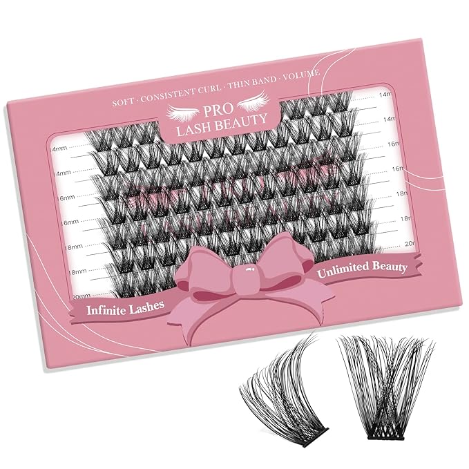 Lash Clusters, 96 Pcs Individual Cluster Lashes DIY Lash Extension Eyelash Clusters Volume Wispy Lashes Super Thin Band Reusable Soft & Comfortable(Into You-01-D-18 mm)