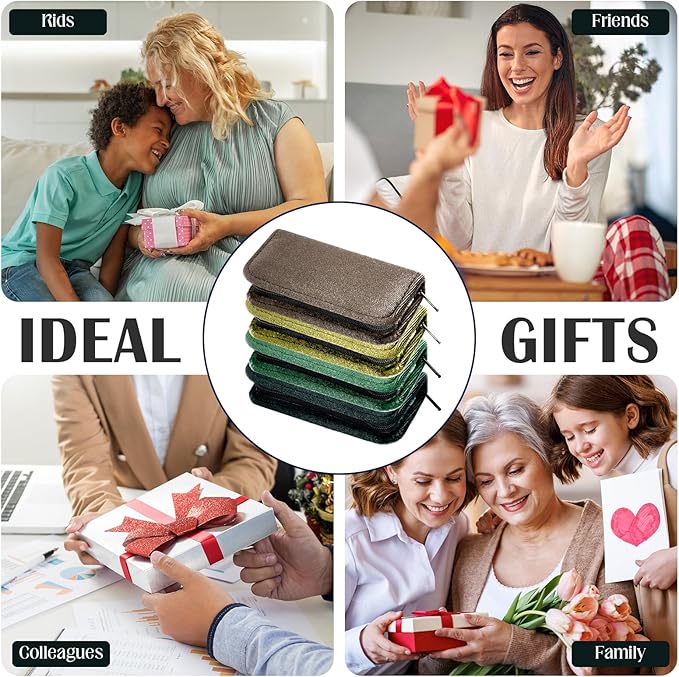 Coume 24 Sets Nail Kit Manicure Set Bulk with Zipper Professional Nail Clippers 8 in 1 Stainless Steel Nail Care Tools with Luxurious Travel Case Gifts for Men Women Friends Colleagues(Green Series)