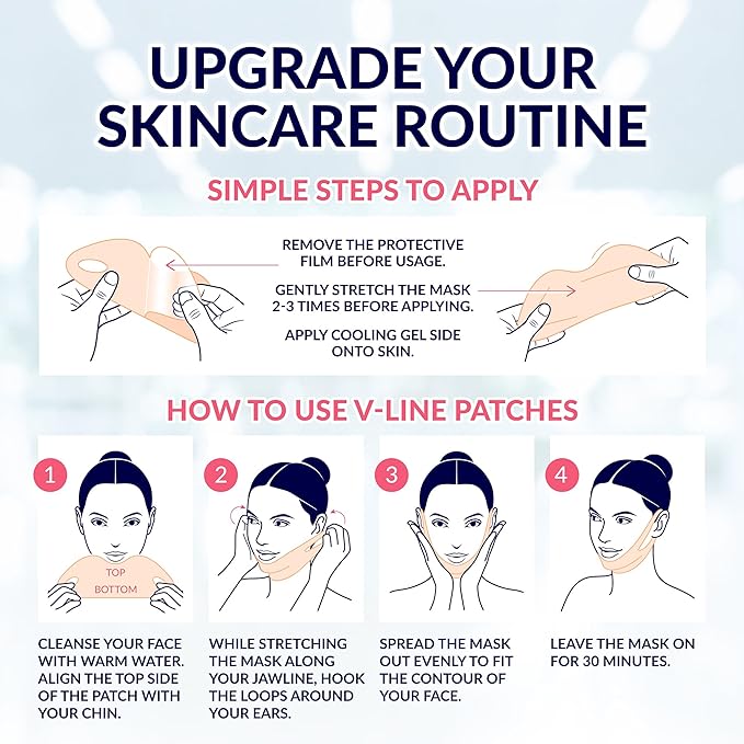 Stylia V-Line Lifting Collagen Face Mask with Hyaluronic Acid & Aloe Vera - Spa Quality Chin Strap - Jawline Shaper Collagen Mask - Face Masks Skincare - Chin Strap for Sleeping - 7PC