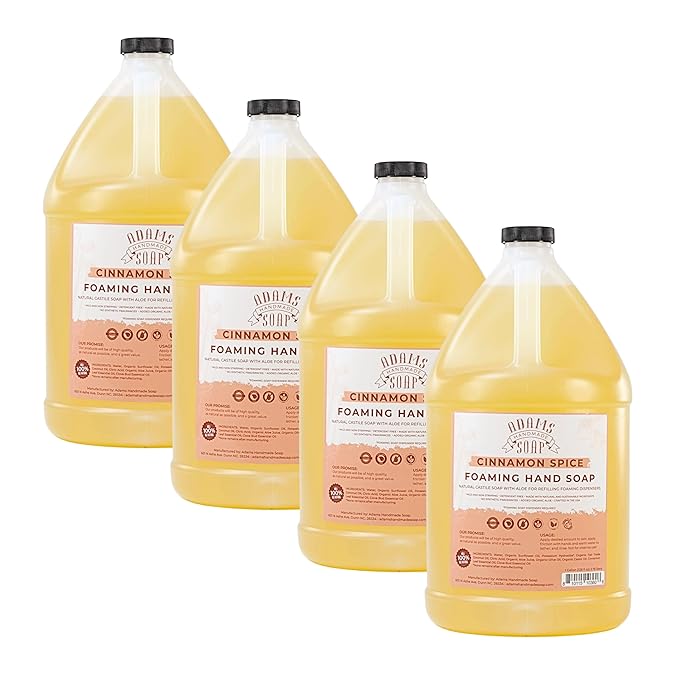 Adams Handmade Soap Liquid Foaming Soap 1 Gal - Cinnamon Spice (Pack of 4)