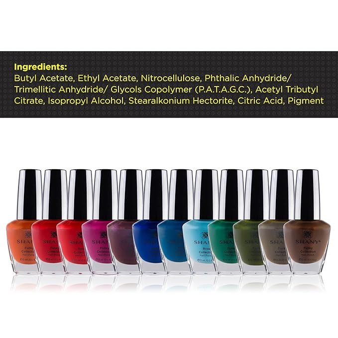 SHANY Cosmetics Nail Polish Set - 12 Bold and Quirky Shades in Gorgeous Semi Glossy and Shimmery Finishes - Funky Collection (Pack of 4)