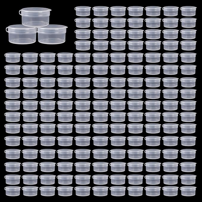 150pcs plastic cosmetic jar 7g/7ml clear case with snap lids portable,Travel Storage Cosmetic Samples Beauty Products Mini Containers with Lids, Airtight Cosmetic Containers with Lids