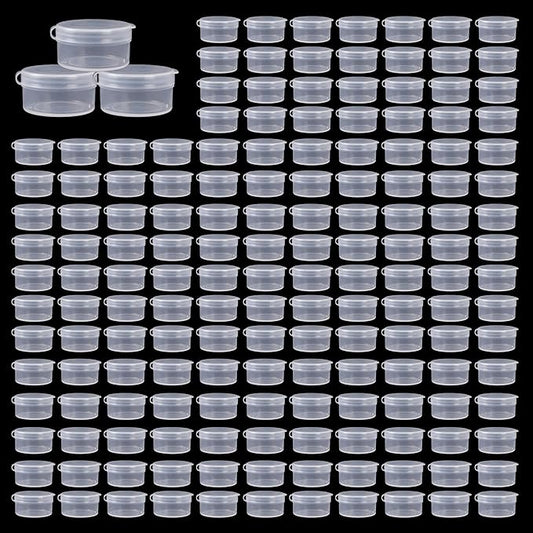 150pcs plastic cosmetic jar 7g/7ml clear case with snap lids portable,Travel Storage Cosmetic Samples Beauty Products Mini Containers with Lids, Airtight Cosmetic Containers with Lids