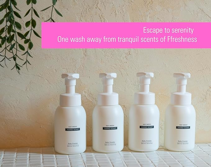 Baby Powder Double Scented Foaming Hand Soap, Moisturizing Foam with Fig and Pomegranate Extract, Vegan Wash for Bathroom and Kitchen, 10.14 fl oz (No Box)