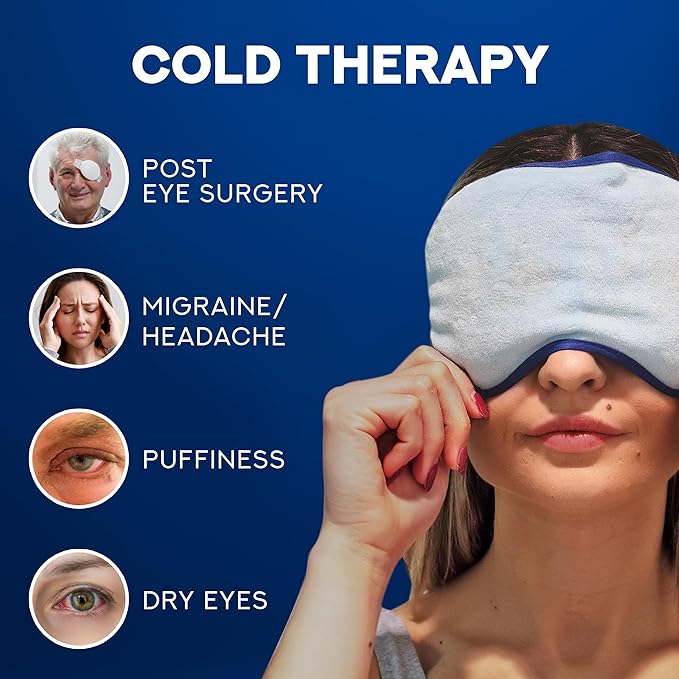 Cooling Eye Mask | Gel Eye Mask For Migraines, Dry Eyes, Puffiness, Dark Circles| Reusable Cold Eye Mask| Eye Ice Pack After Surgery| Bead Ice Face Cold Therapy Compress Sinus |Headaches|Sleep Mask