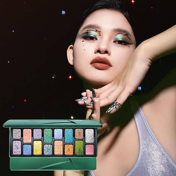 16-Color Eyeshadow Palette Shimmering Multi-Effect Tones Waterproof for a Mesmerizing Glow #08 Ambition