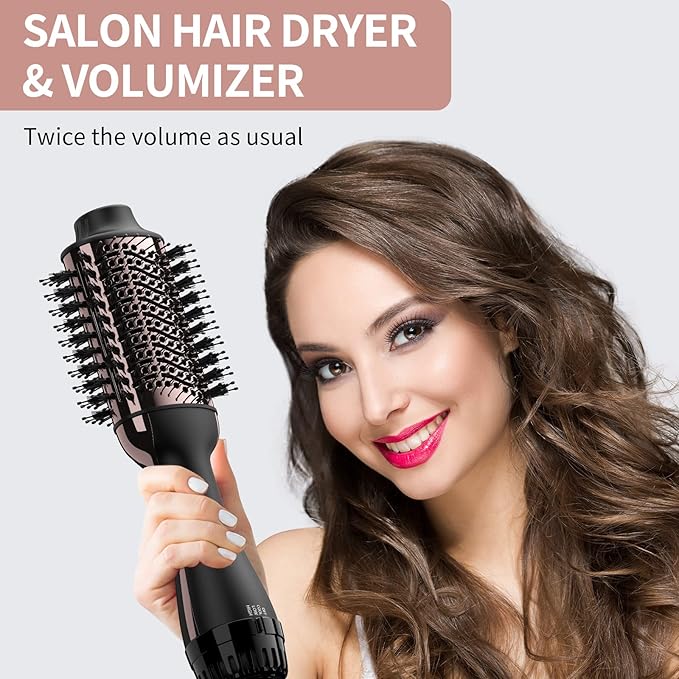 Hair Dryer Brush Blow Dryer Brush in One, Upgraded 4 in 1 Hair Dryer and Styler Volumizer with Negative Ion Anti-frizz Ceramic Titanium Barrel Hot Air Brush Hair Straightener Brush