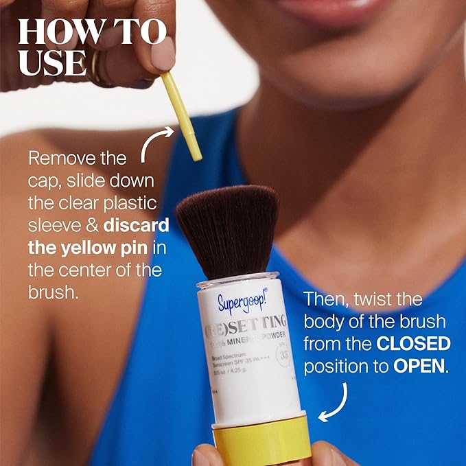 Supergoop! (Re)setting 100% Mineral Powder, Translucent - 0.15 oz - Makeup Setting Powder + Broad Spectrum SPF 35 PA+++ Sunscreen - With Ceramides, Olive Glycerides & Coated Silica Spheres