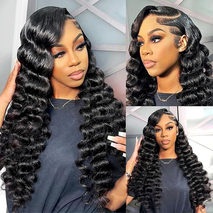 32 Inch Loose Deep Wave Lace Front Wigs Human Hair 13x4 Hd Lace Front Wigs Human Hair Pre Plucked 180% Density Loose Wave Frontal Glueless Wigs With Baby Hair